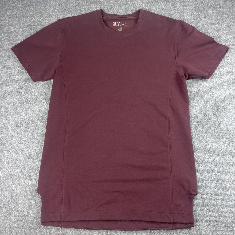 BYLT Lux Shirt Small Burgandy Short Sleeve Performance Premium Basics Men's‎ - Picture 2 of 12